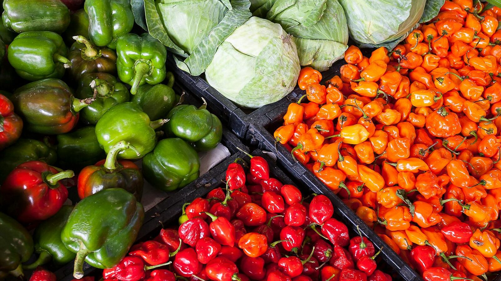 assorted vegetable store displays